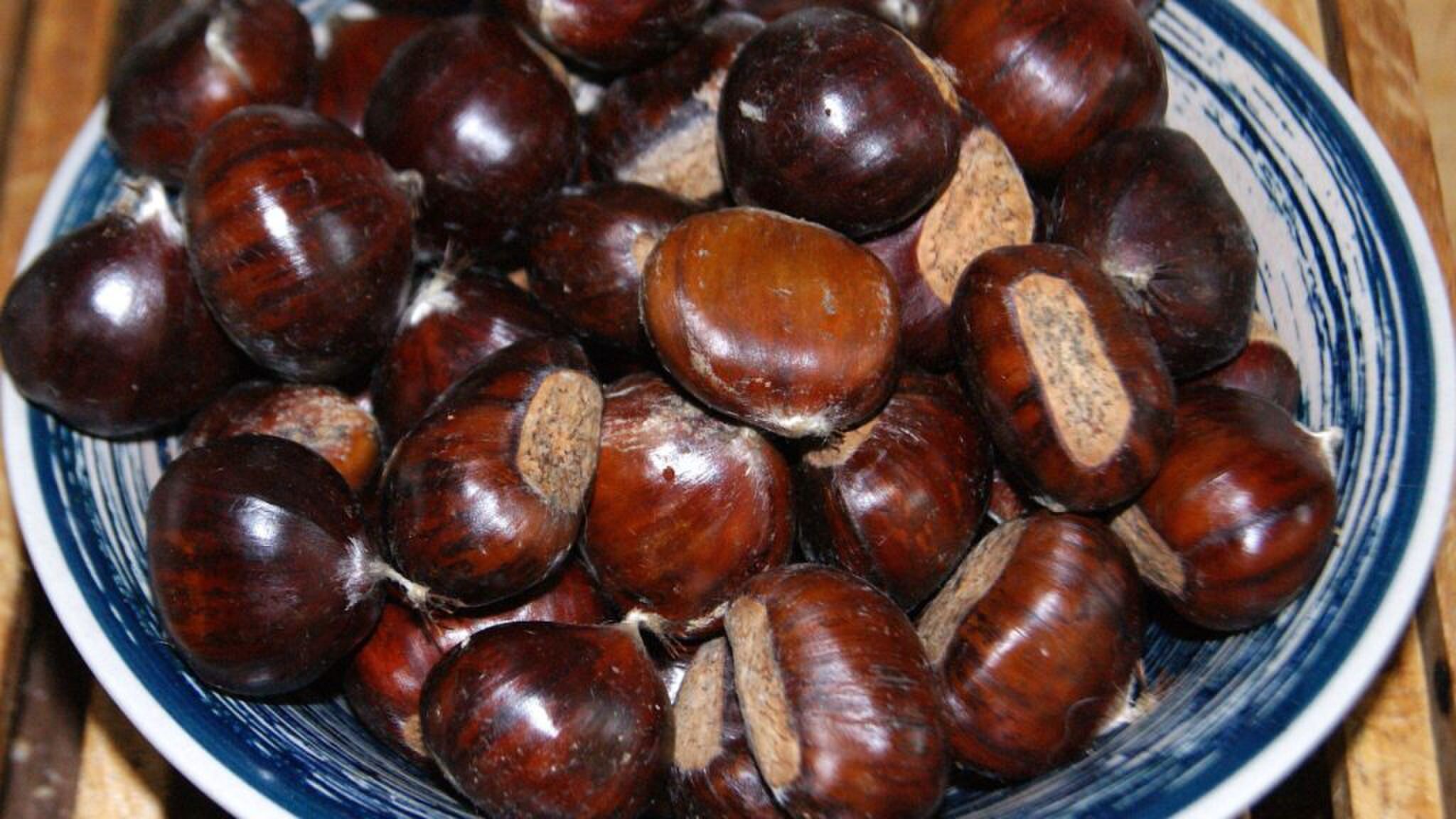 kastanje in schaal