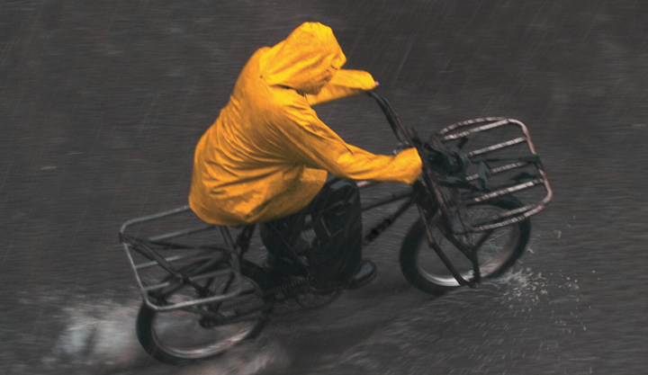 fietsen in regen